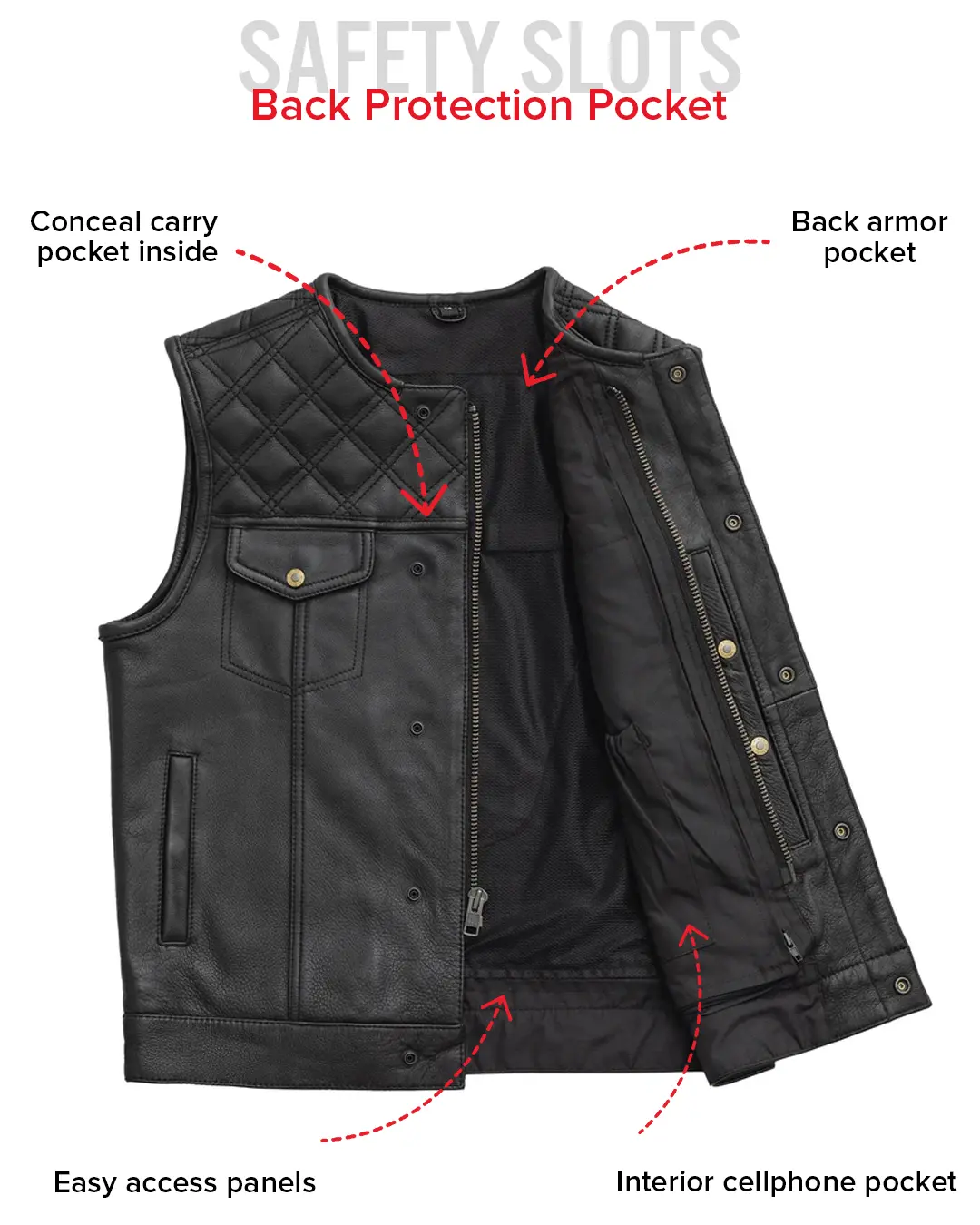 12 Gauge Men's Motorcycle Leather Vest - Image 8