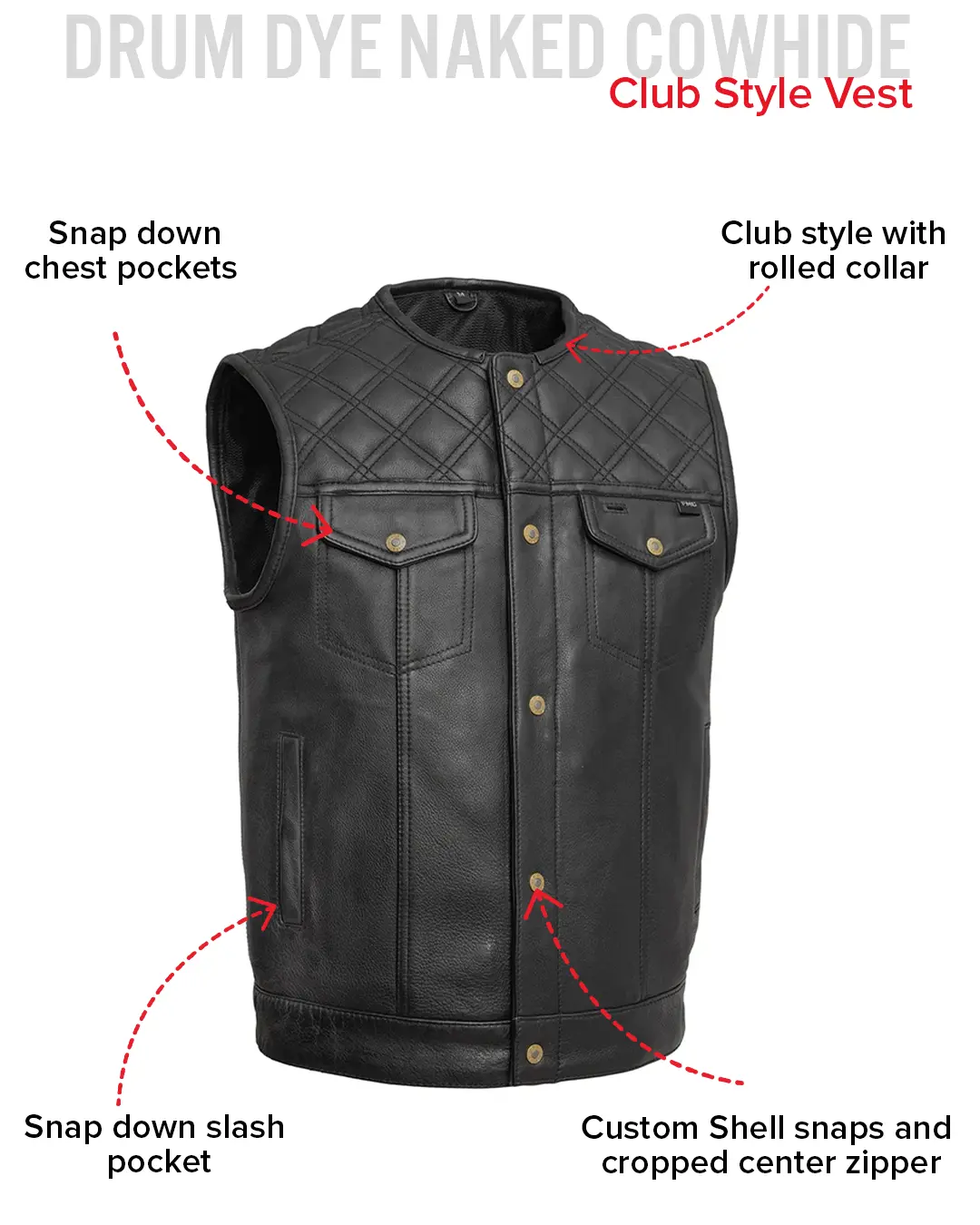 12 Gauge Men's Motorcycle Leather Vest - Image 9