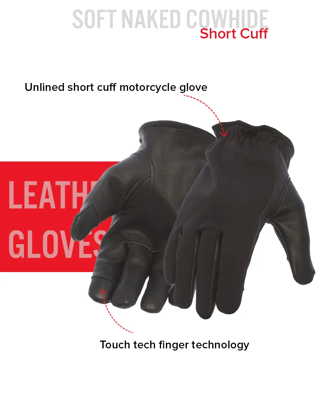 2 Tone Roper Men's Motorcycle Leather Gloves - Image 8