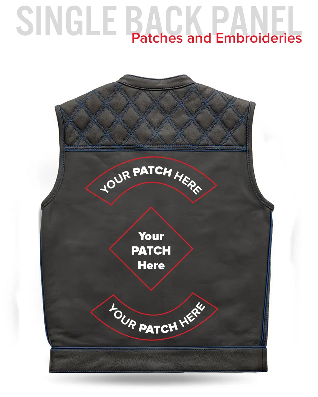 Finish Line - Blue Checker - Men's Motorcycle Leather Vest - Image 7