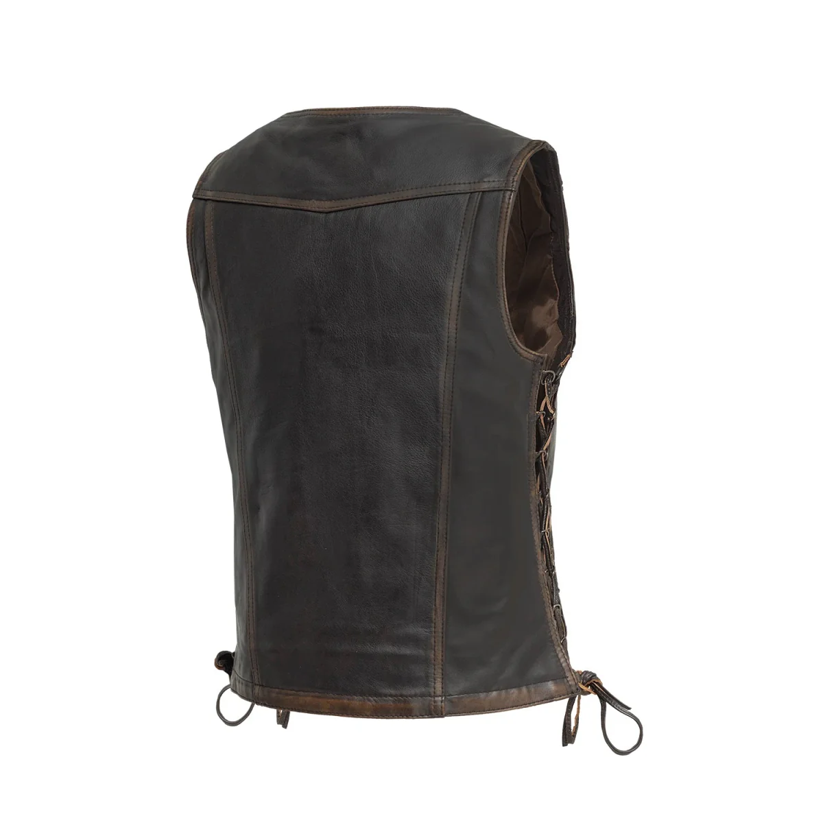 Cindy - Women's Motorcycle Leather Vest Brown Beige - Image 2