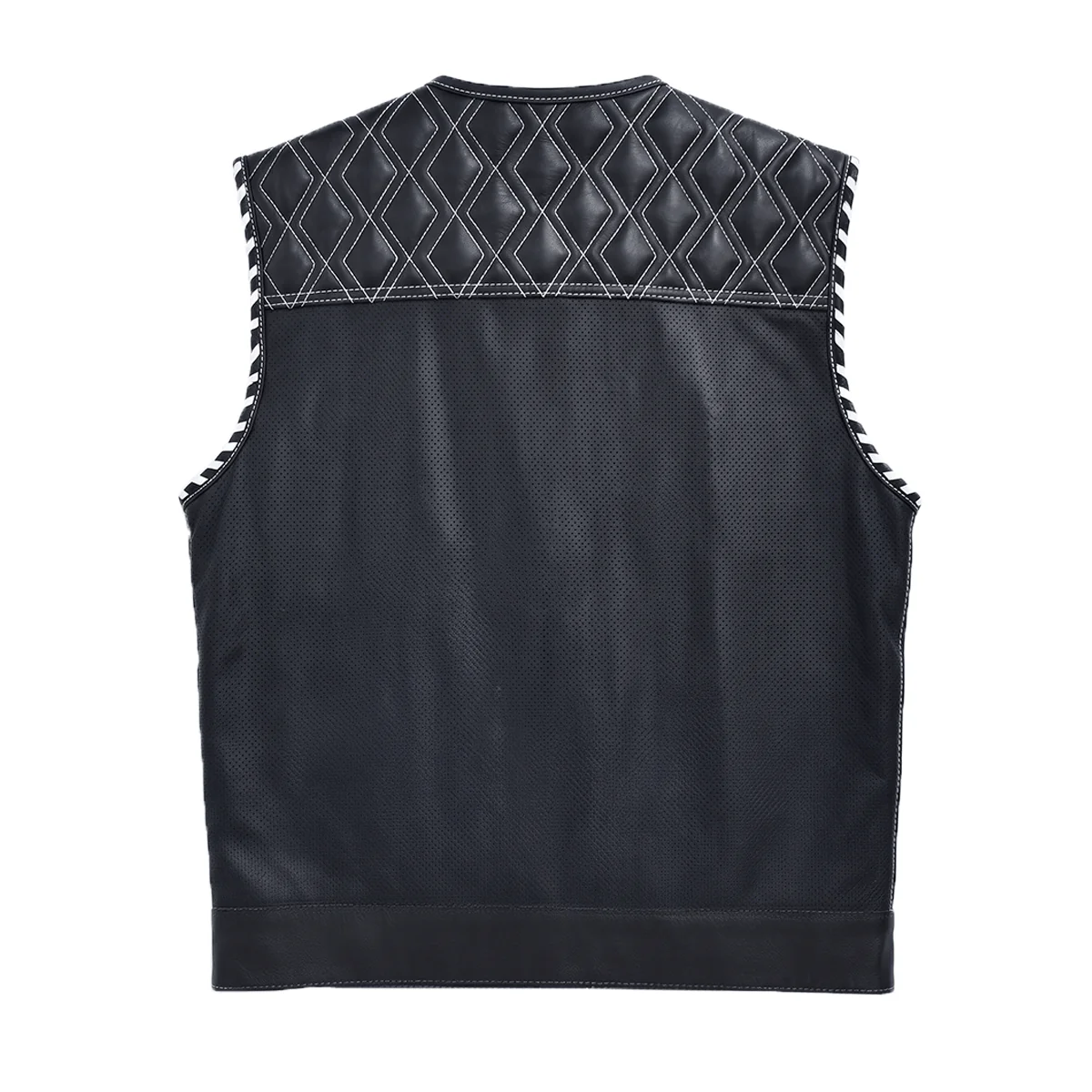 Darkhorse - Men's Perforated Motorcycle Leather Vest - Image 2