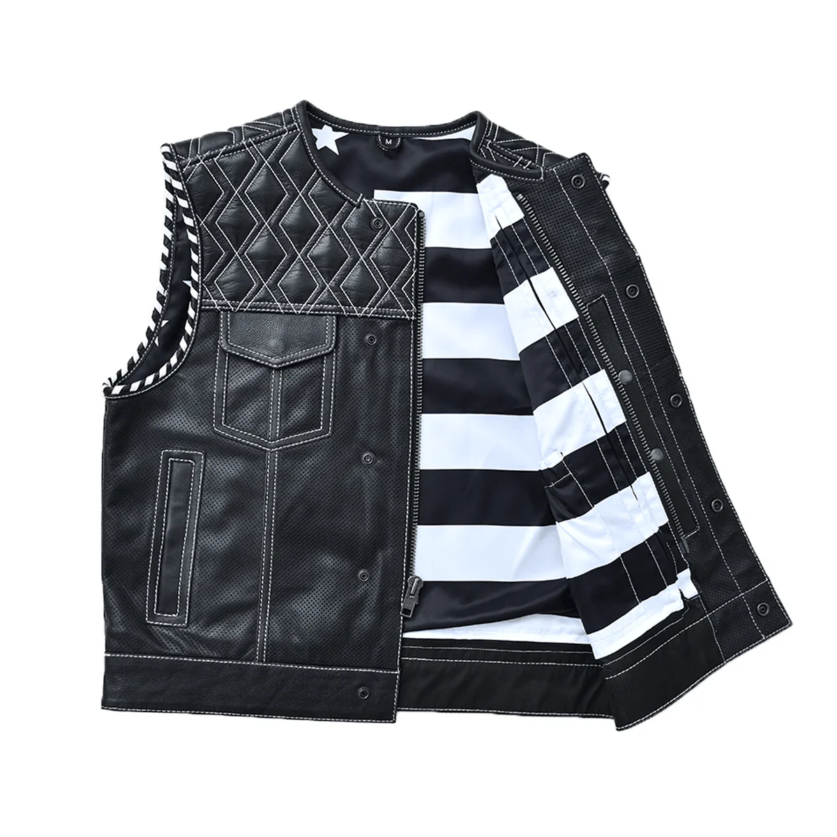 Darkhorse - Men's Perforated Motorcycle Leather Vest - Image 4