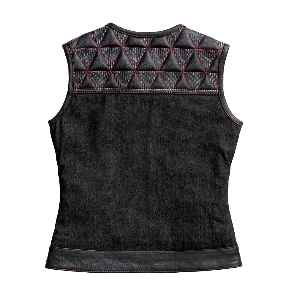 Delta Women's Club Style Motorcycle Leather/Denim Vest - Limited Edition - Image 2