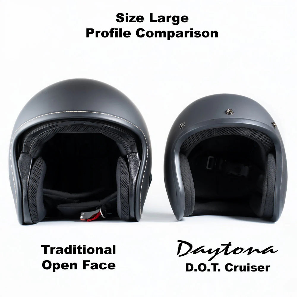 DOT Approved Daytona Cruiser Open Face Motorcycle Helmet - Men, Women & Youth - With Visor & Graphics - W/ Lightning - Image 12