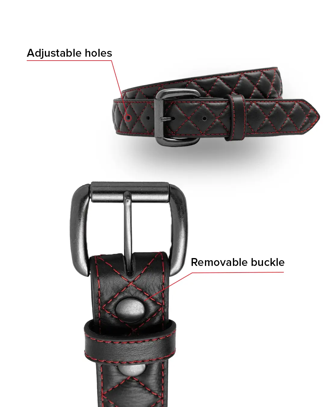 Diamond Quilted Leather Belt - Image 28