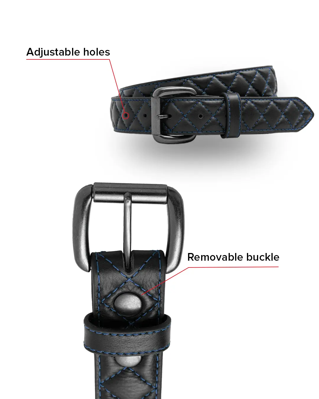 Diamond Quilted Leather Belt - Image 35