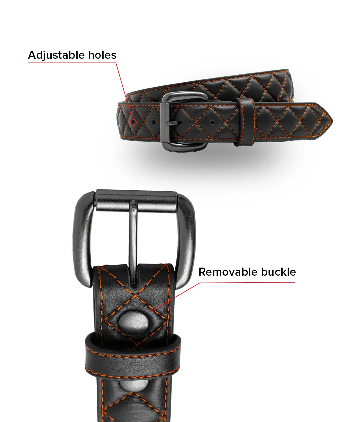 Diamond Quilted Leather Belt - Image 37