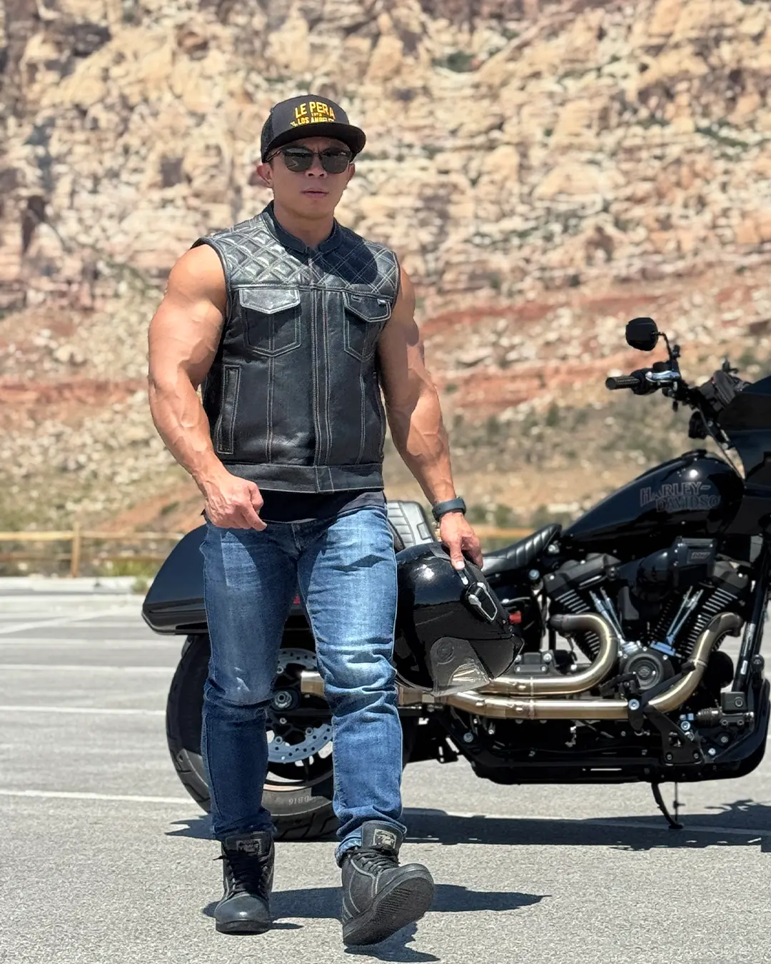 Downside Perforated Men's Motorcycle Leather Vest - Image 23