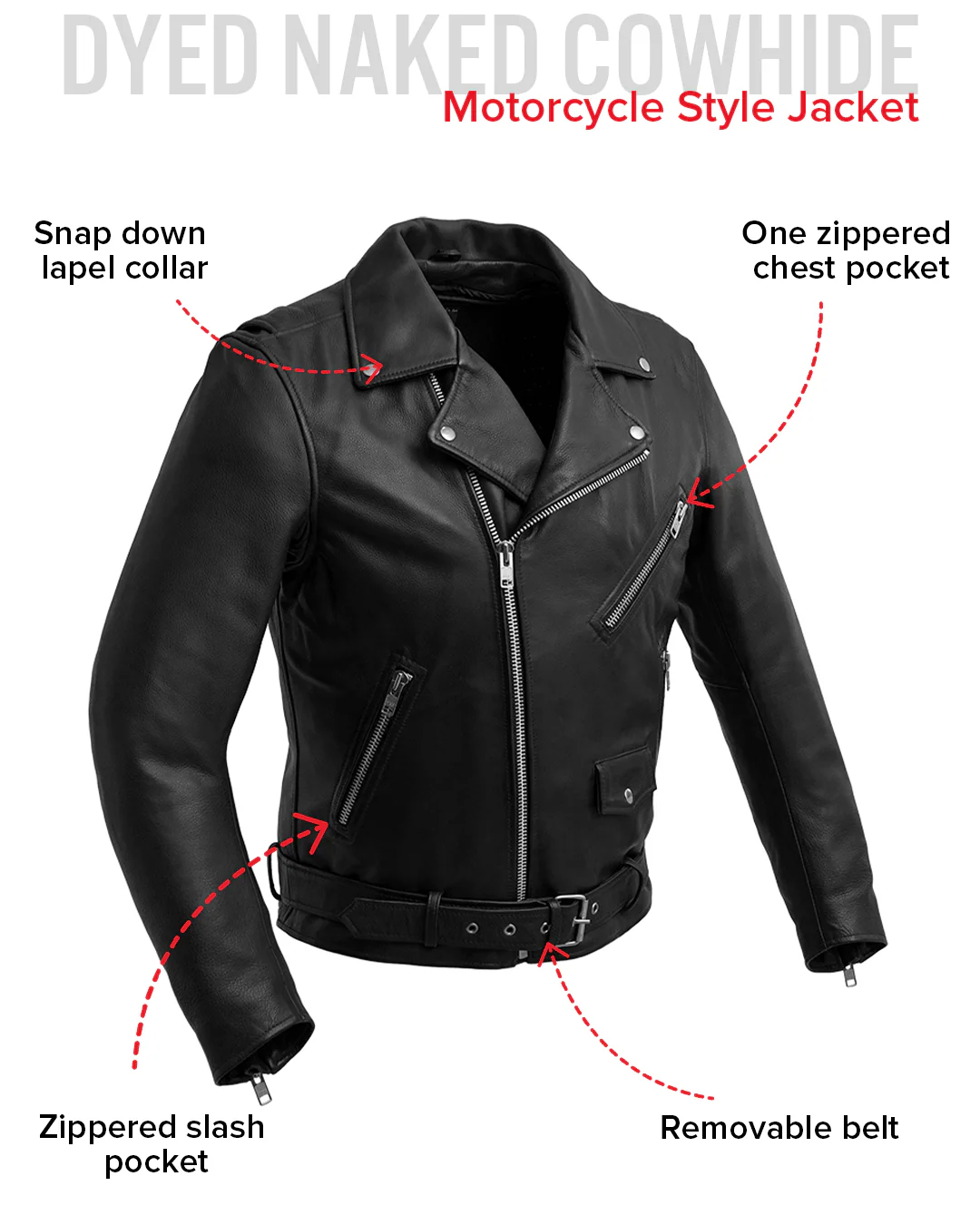 Fillmore Men's Motorcycle Leather Jacket - Image 29