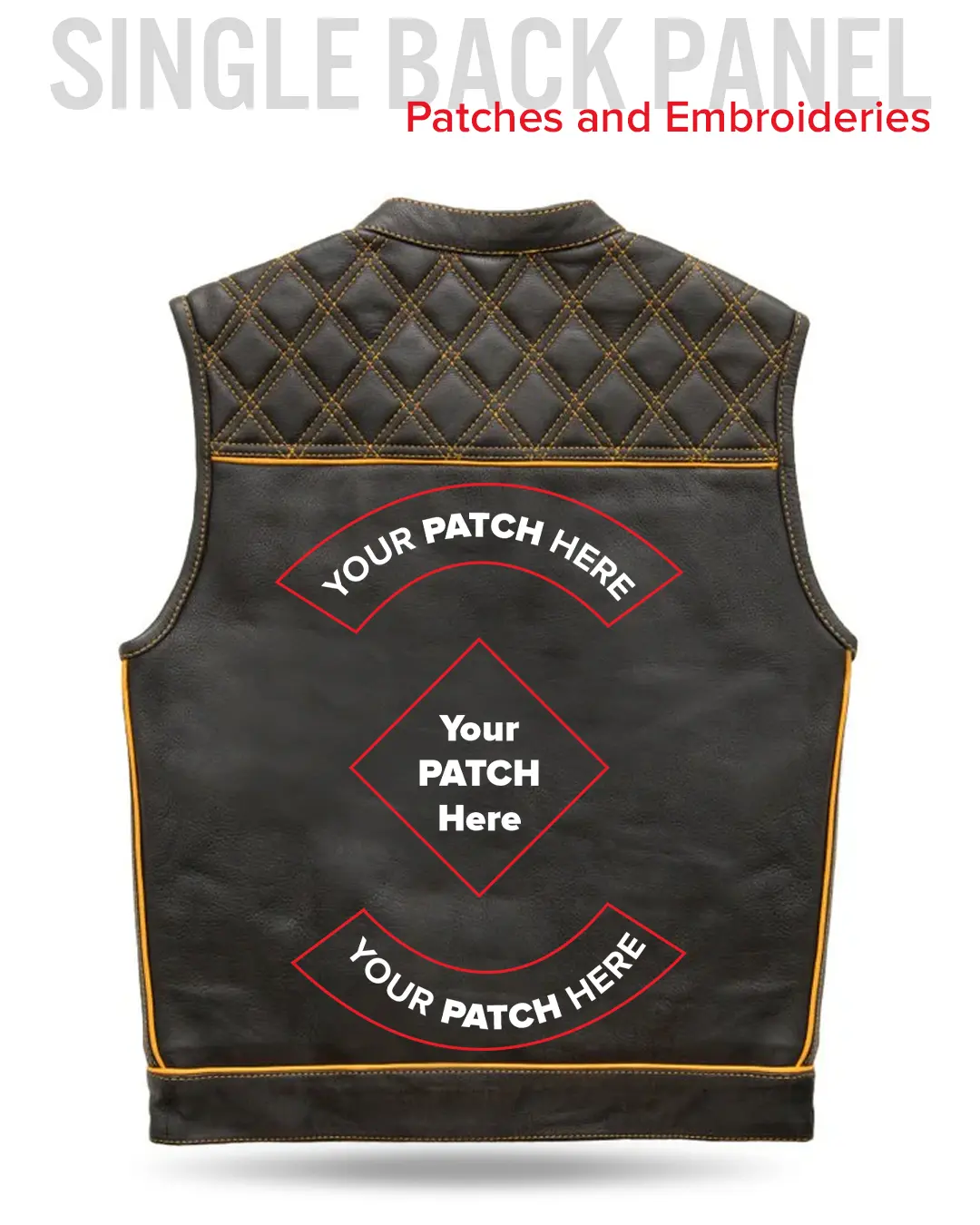Finish Line - Gold Checker - Men's Motorcycle Leather Vest - Image 6