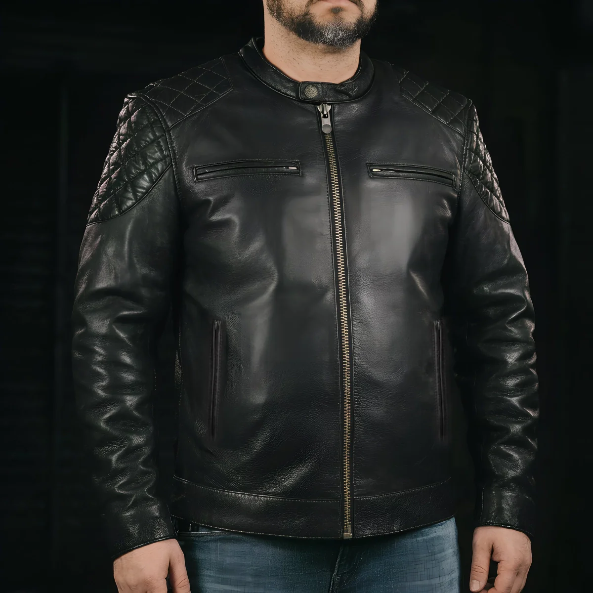 Grand Prix - Men's Leather Motorcycle Jacket - Image 3