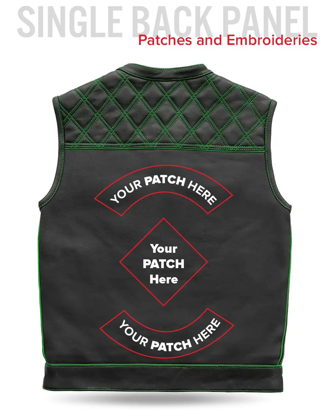 Finish Line - Green Checker - Men's Motorcycle Leather Vest - Image 8