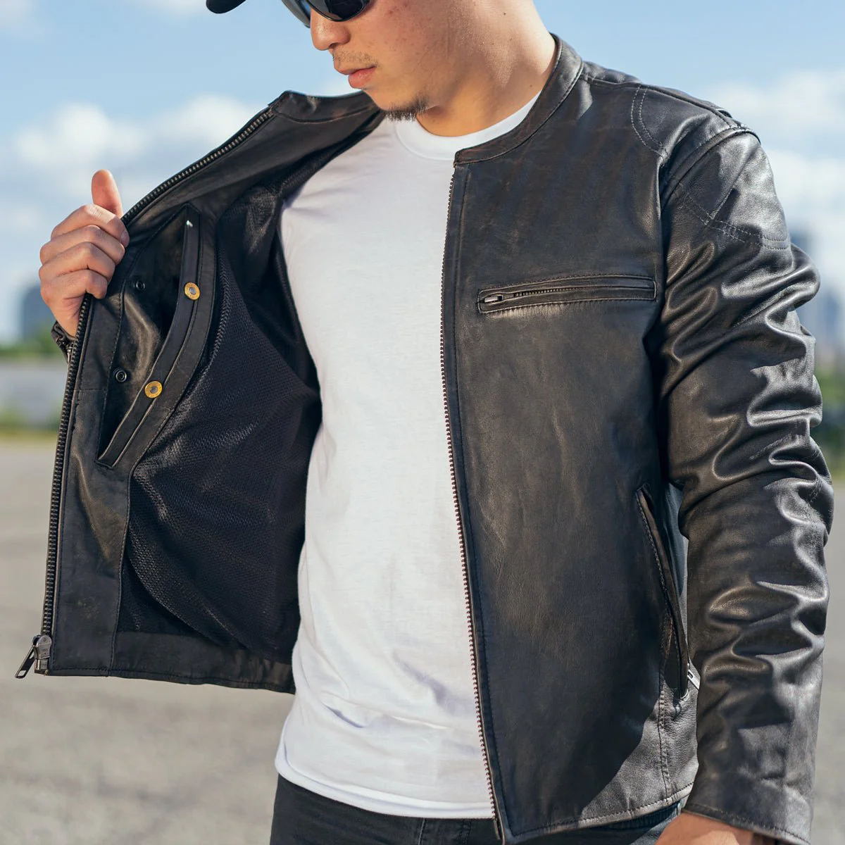 Indy Men's Motorcycle Leather Jacket - Image 7