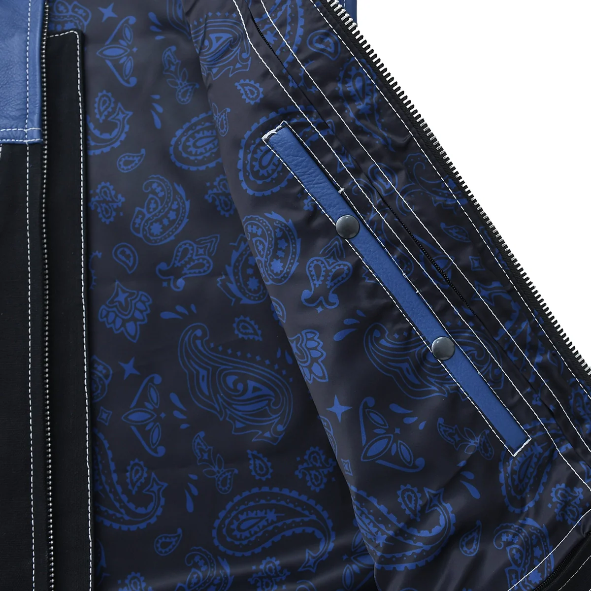 Ironclad - Men’s Blue&Black Leather/Canvas Motorcycle Vest - Image 6