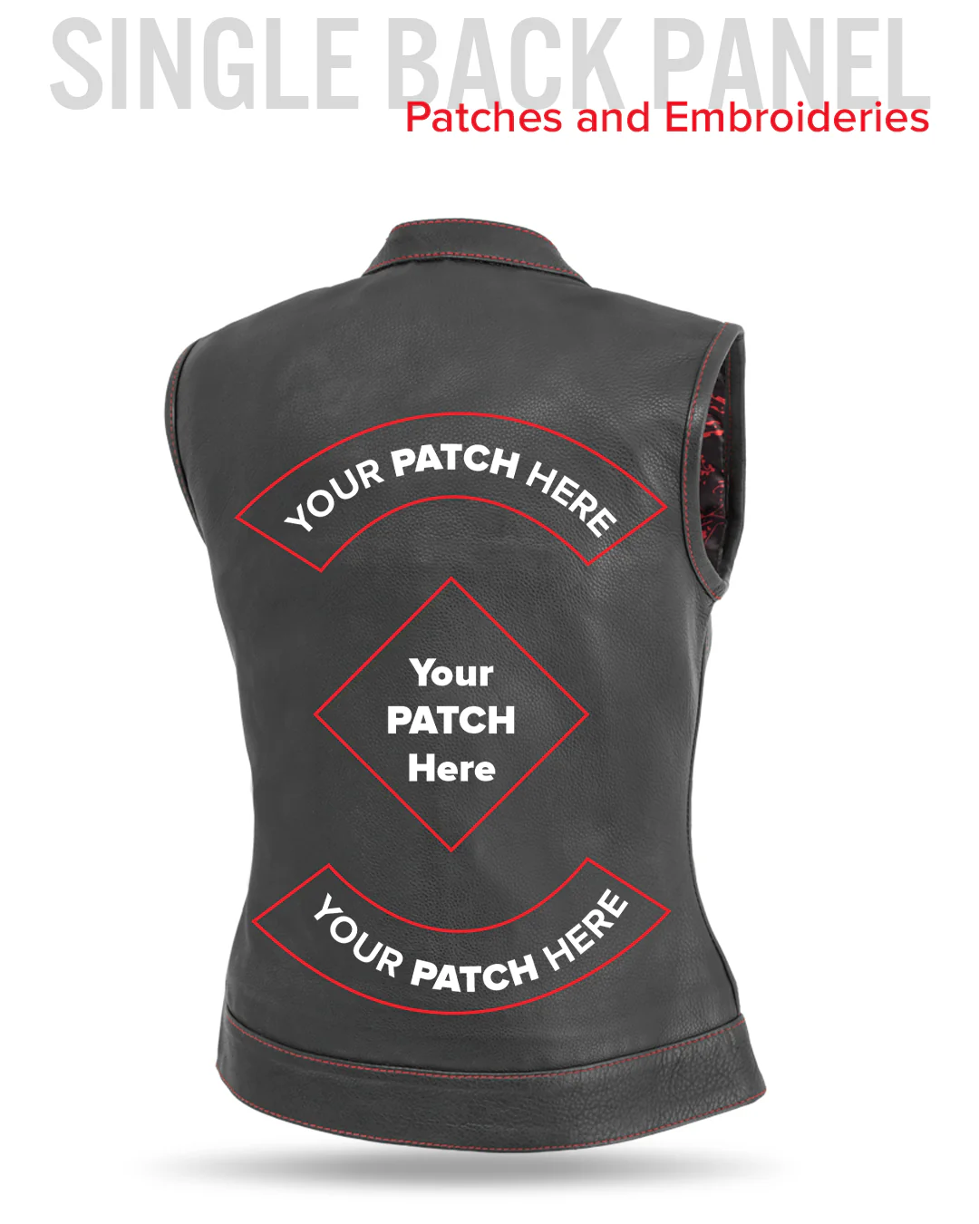 Jessica Women's Motorcycle Leather Vest - Black/Red - Limited Edition - Image 7