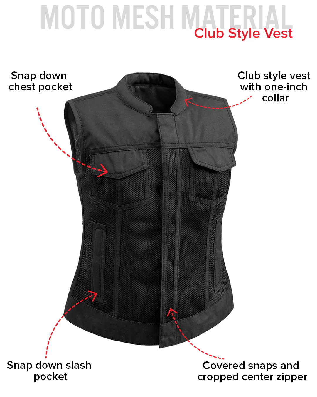 Jessica Moto Mesh Women's Motorcycle Vest - Image 15