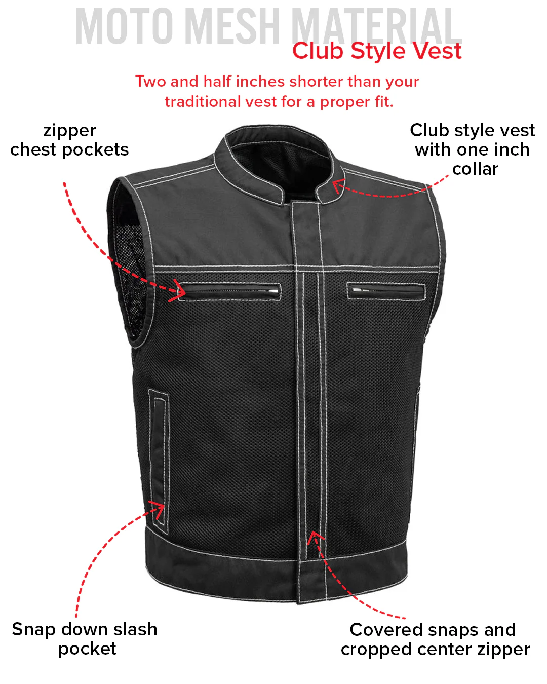 Lowrider Moto Mesh Men's Motorcycle Vest - Image 39