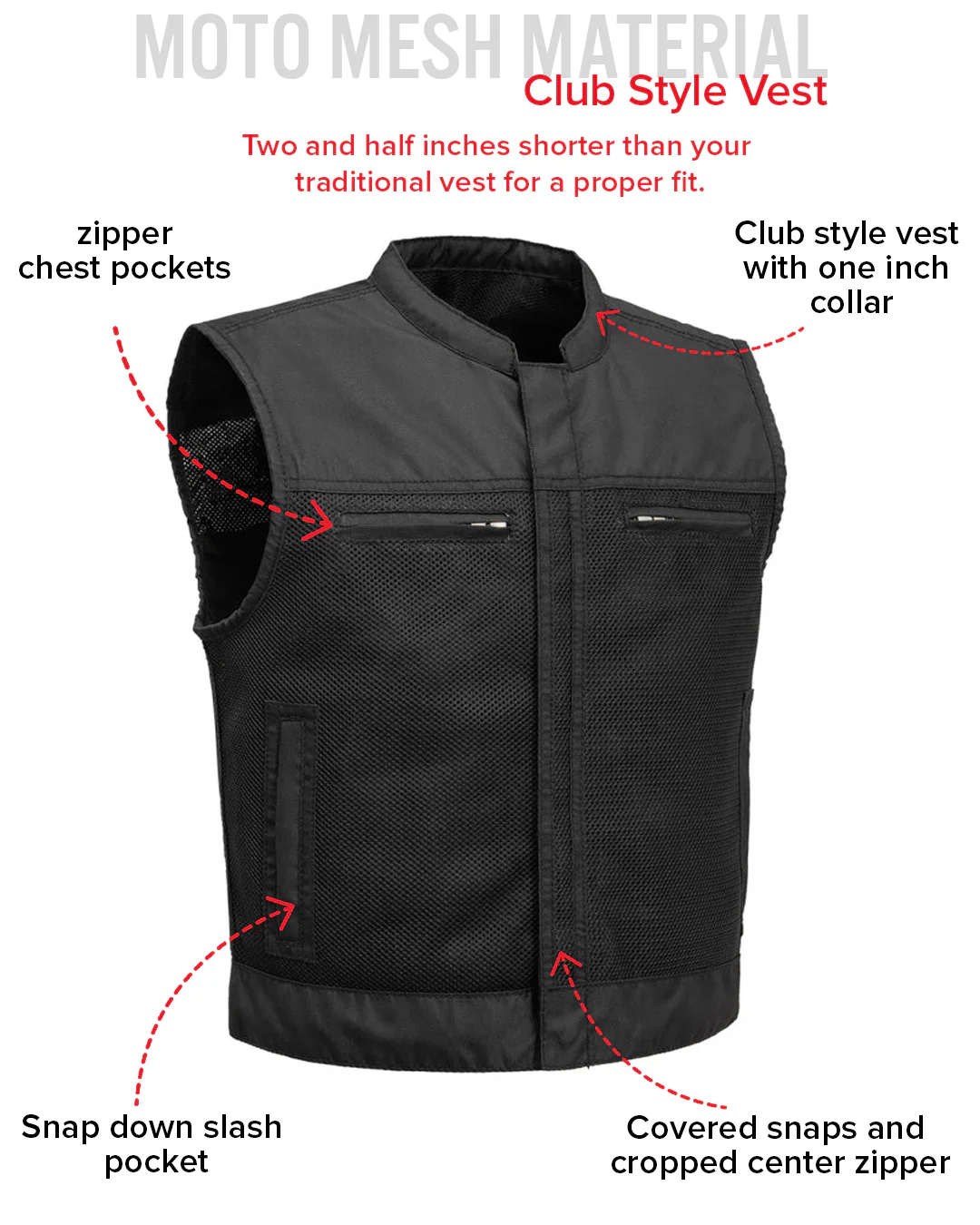 Lowrider Moto Mesh Men's Motorcycle Vest - Image 43