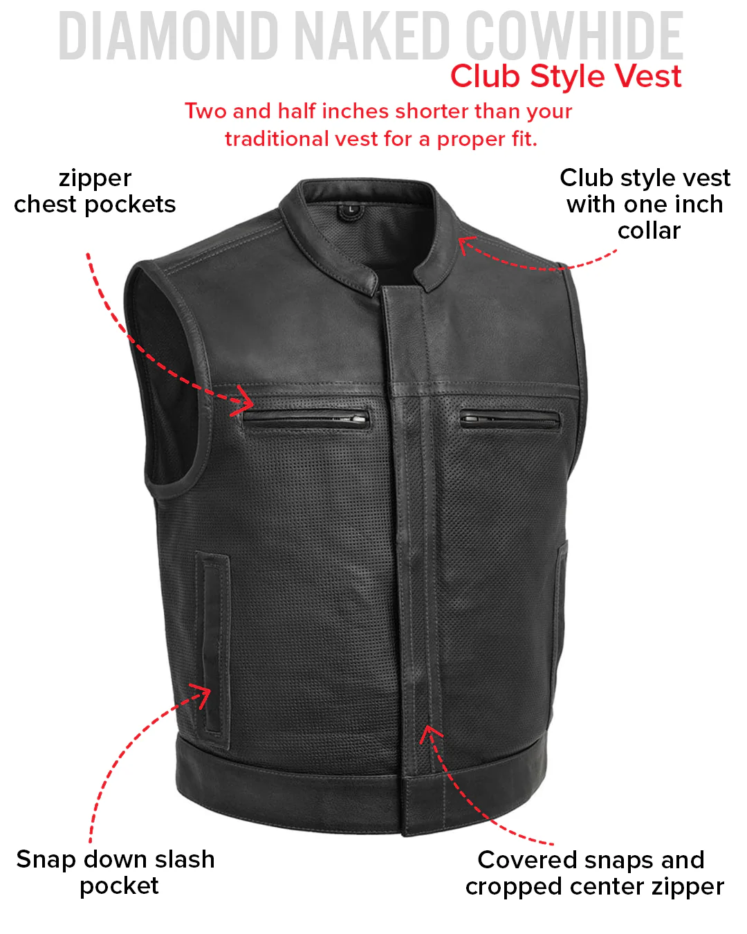 Lowrider Perforated Men's Leather Vest - Image 17