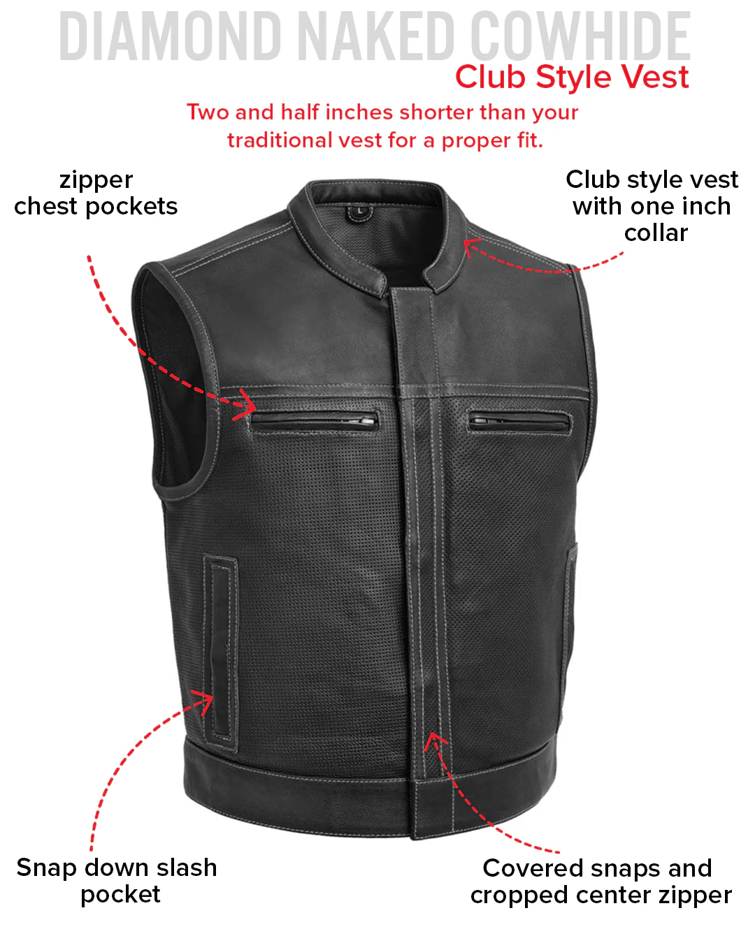 Lowrider Perforated Men's Leather Vest - Image 21