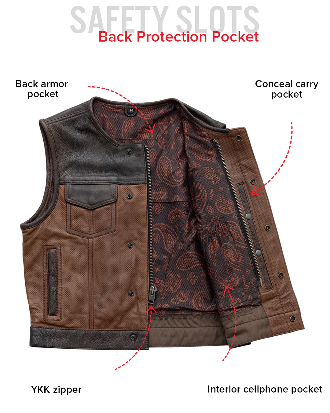Lowside Gunner Men's Perforated Leather Vest - Image 8