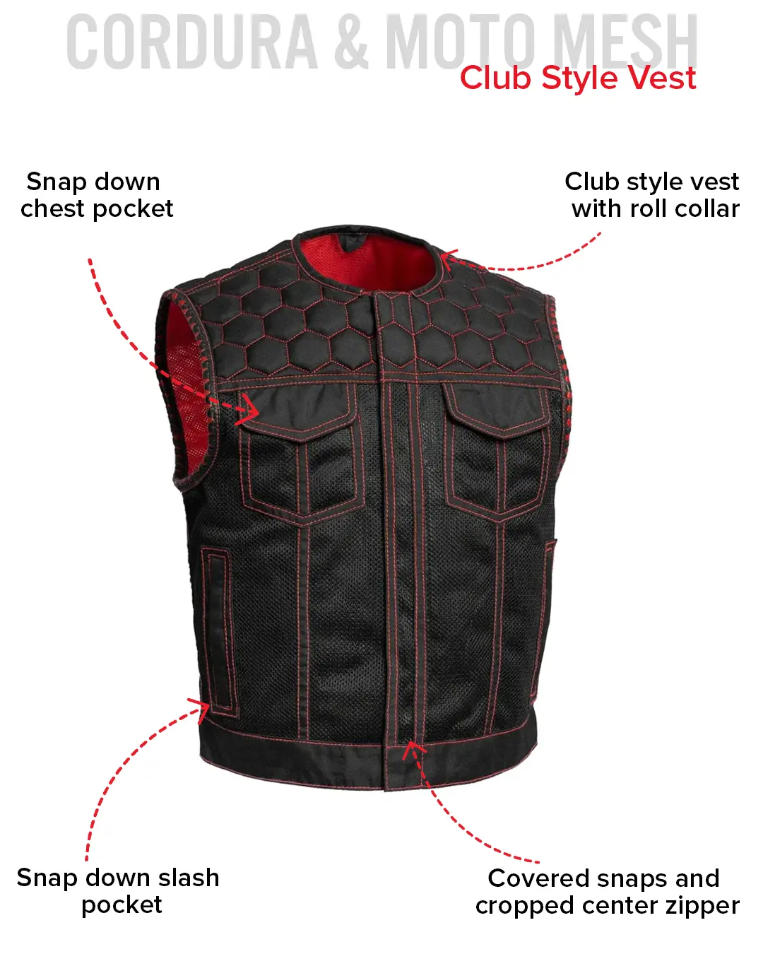 Lowside Hornet Moto Mesh Men's Club Style Vest - Image 26