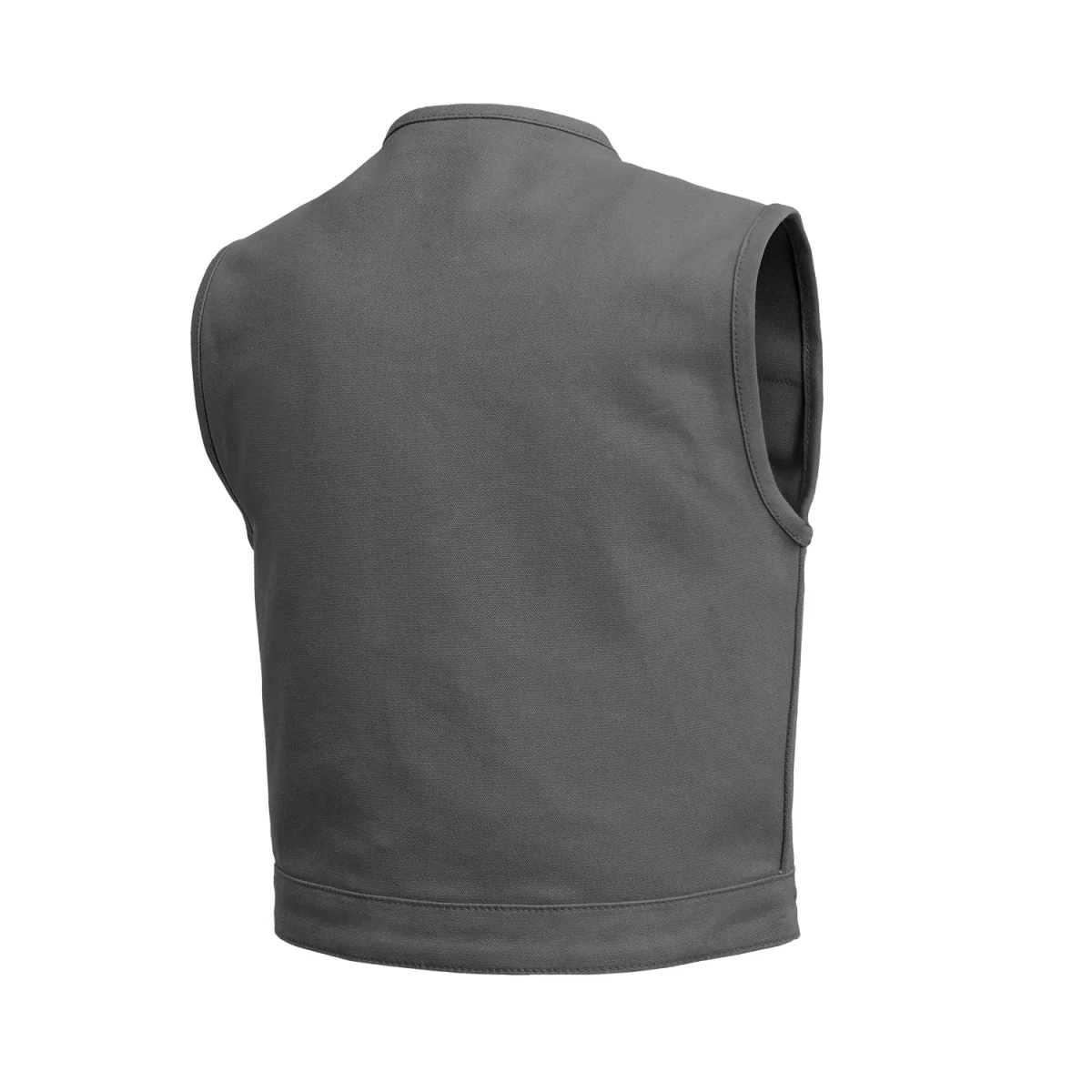Lowside Grey Men's Motorcycle Canvas Vest - Image 2