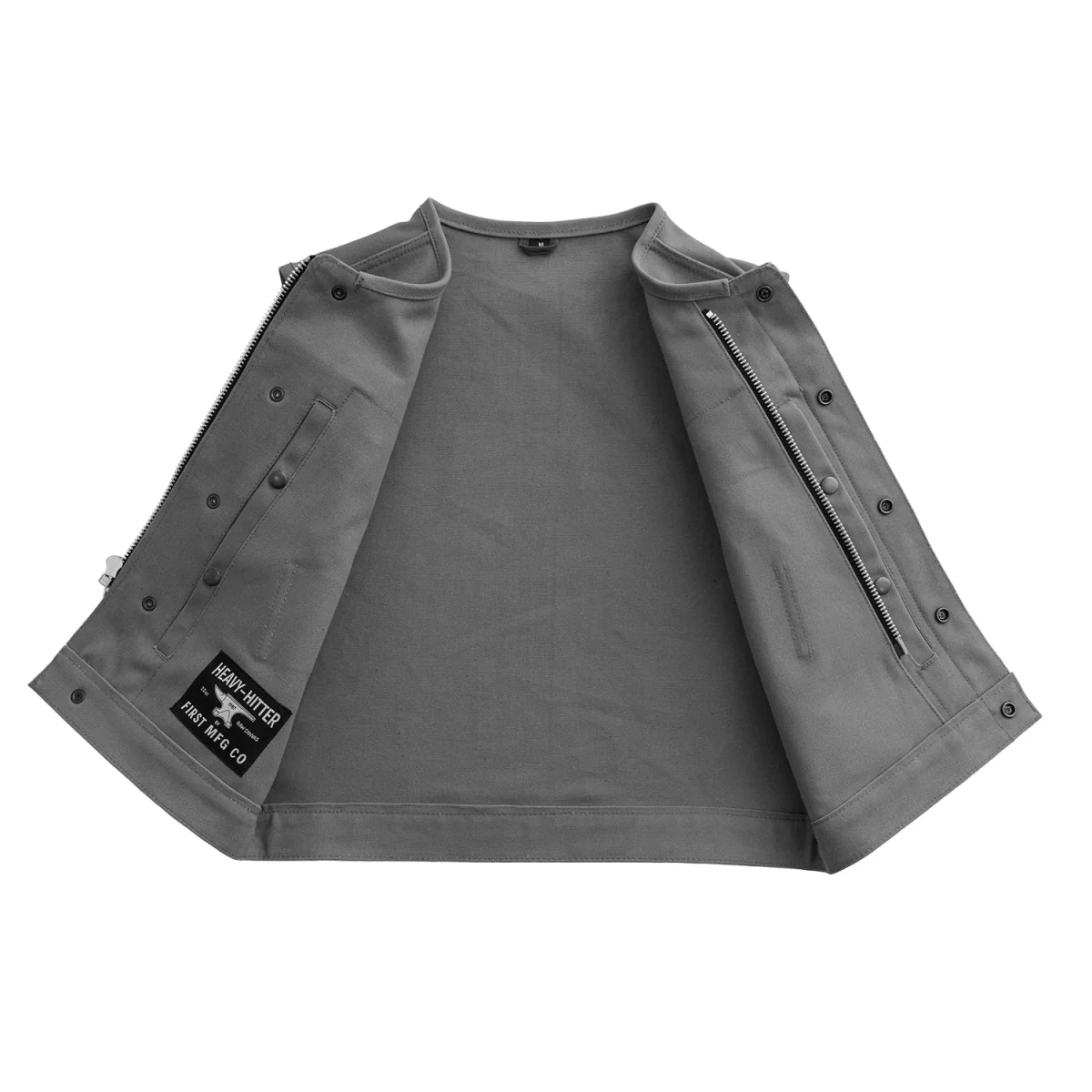 Lowside Grey Men's Motorcycle Canvas Vest - Image 3
