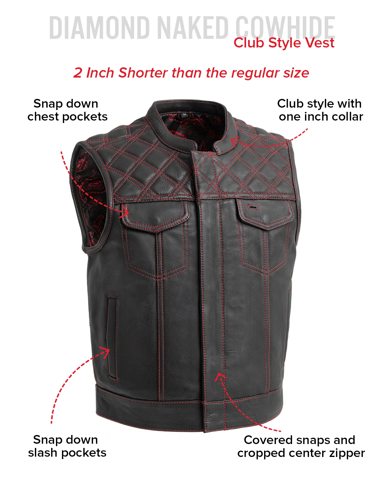 Upside Men's Club Style Leather Vest - Image 44