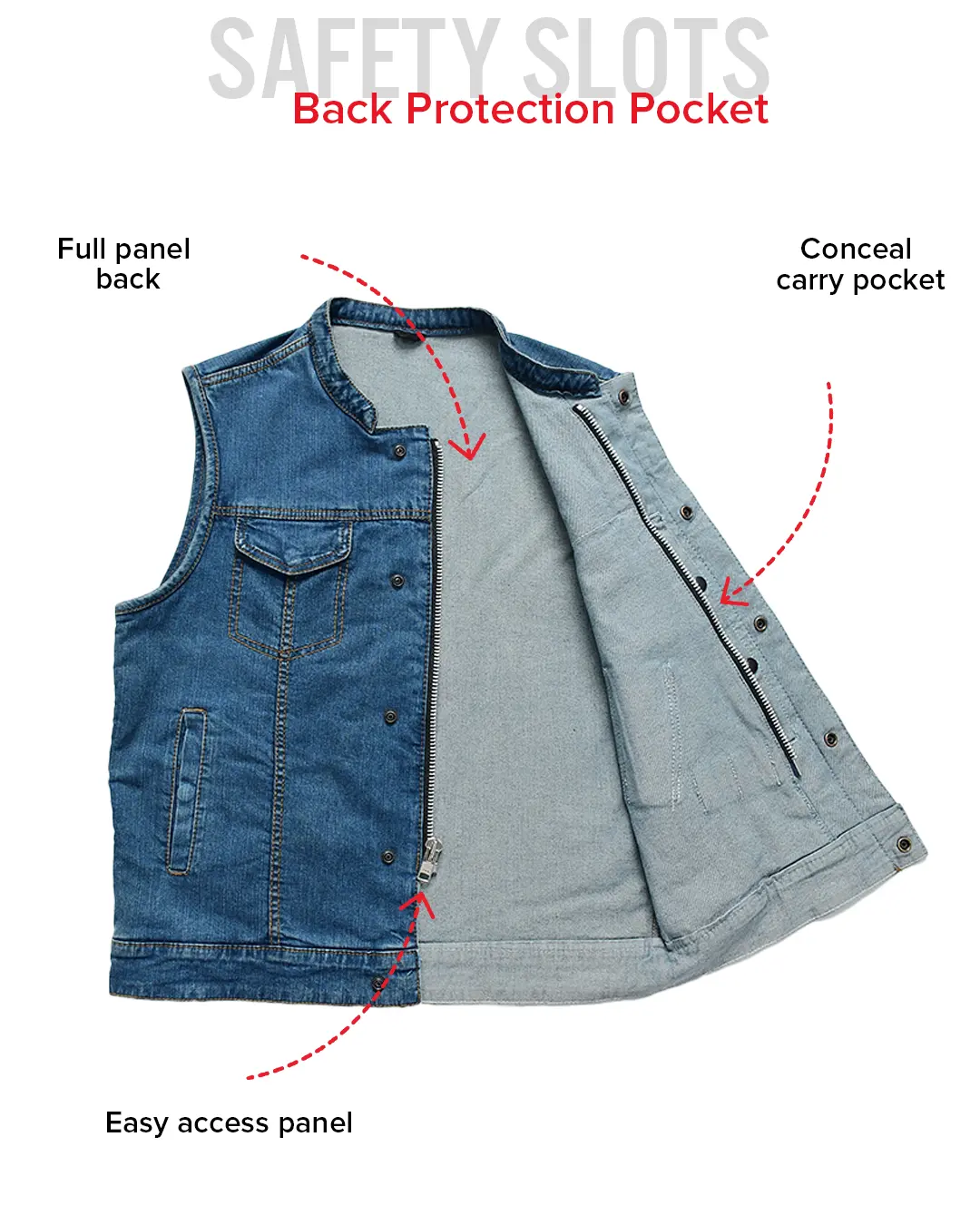 Havoc Men's Denim Motorcycle Vest - Image 6