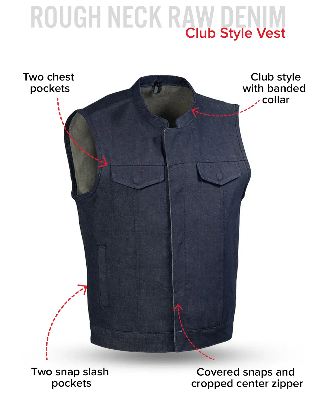 Kershaw Men's Motorcycle Denim Vest - Image 14