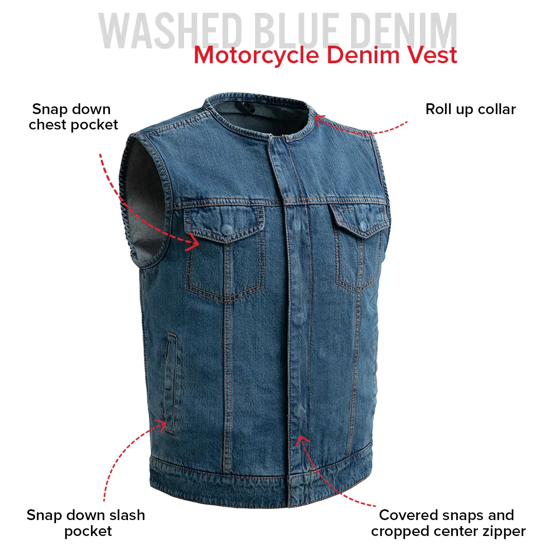 No Limit - Men's Motorcycle Denim Vest - Image 7