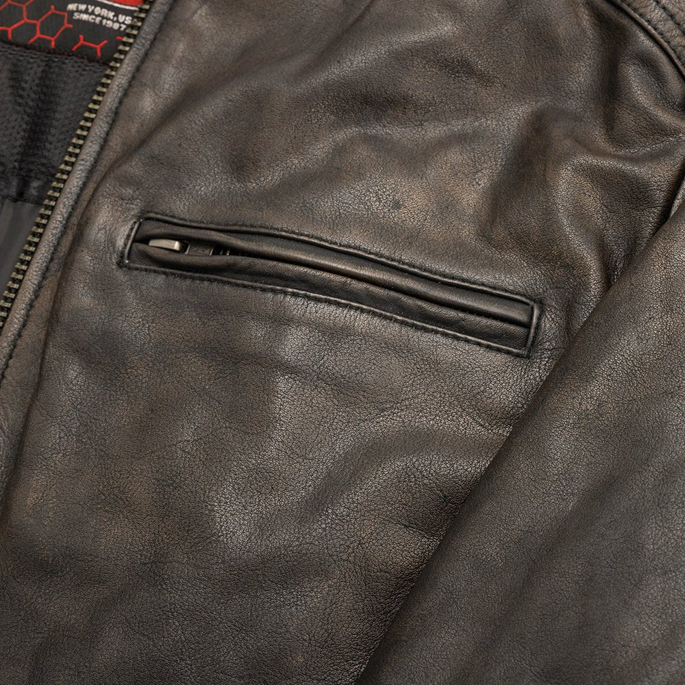 Hipster Men's Motorcycle Leather Jacket - Image 3
