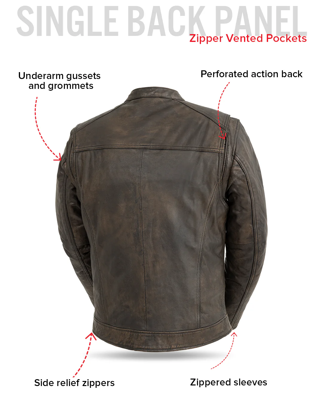 Hipster Men's Motorcycle Leather Jacket - Image 6