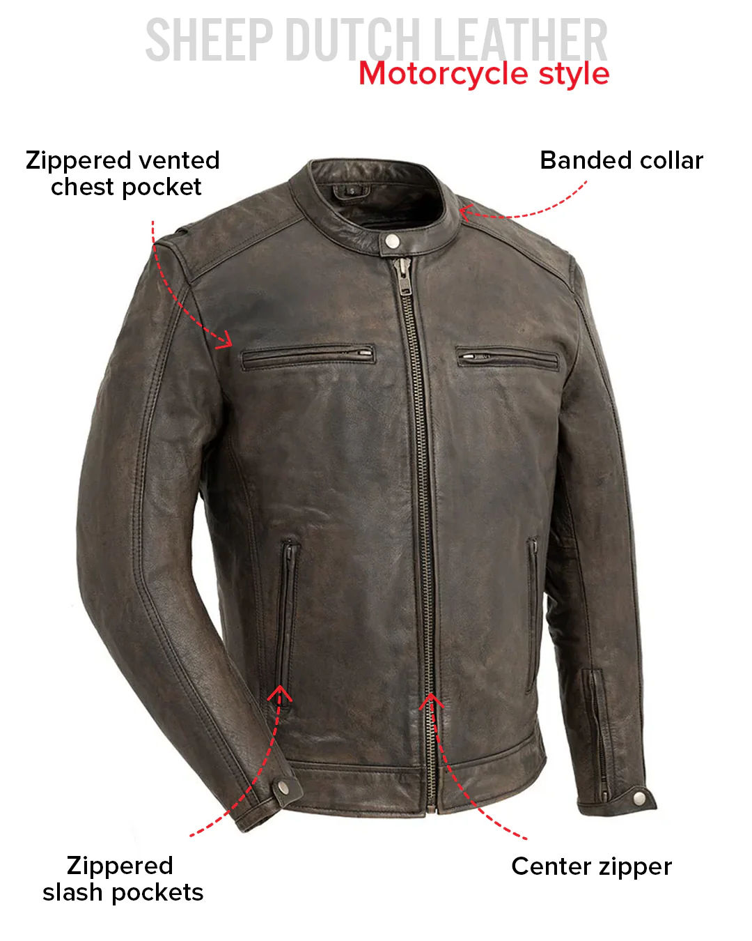 Hipster Men's Motorcycle Leather Jacket - Image 7