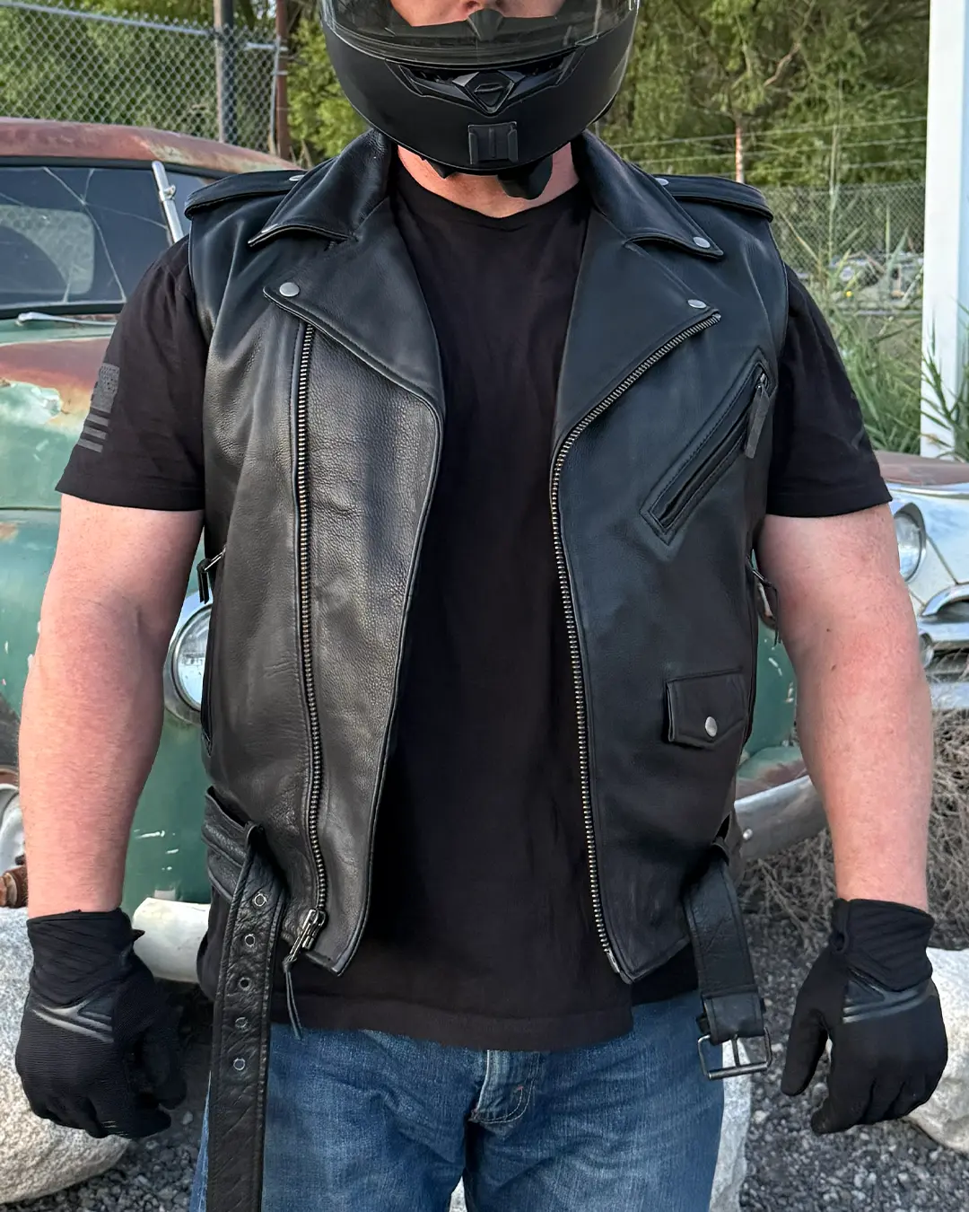 Rockin - Men's Motorcycle Leather Vest - Image 8