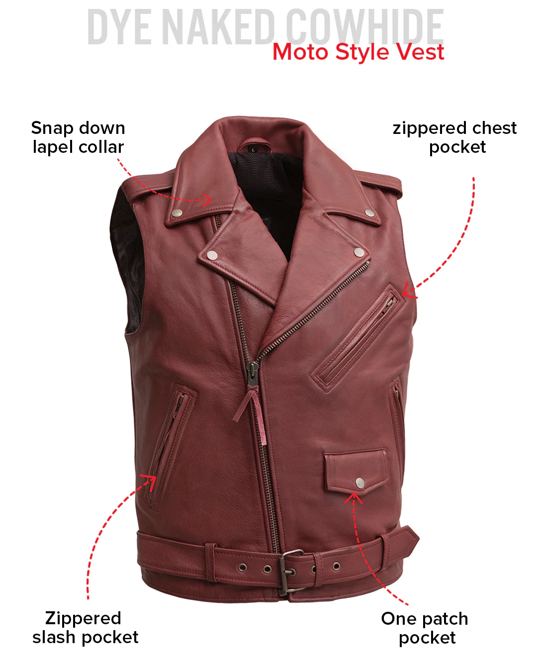 Roller - Men's Motorcycle Leather Vest - Image 6