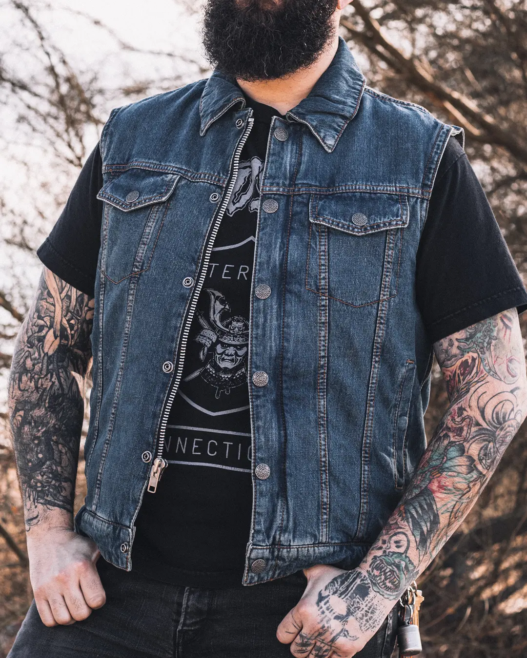 Showdown Motorcycle Lightweight Denim Vest - Image 7