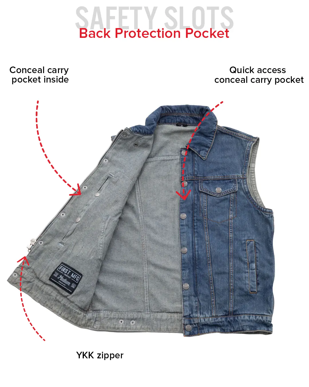 Showdown Motorcycle Lightweight Denim Vest - Image 9