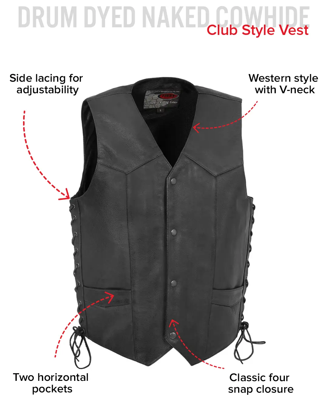Rancher - Men's Motorcycle Western Style Leather Vest - Image 6