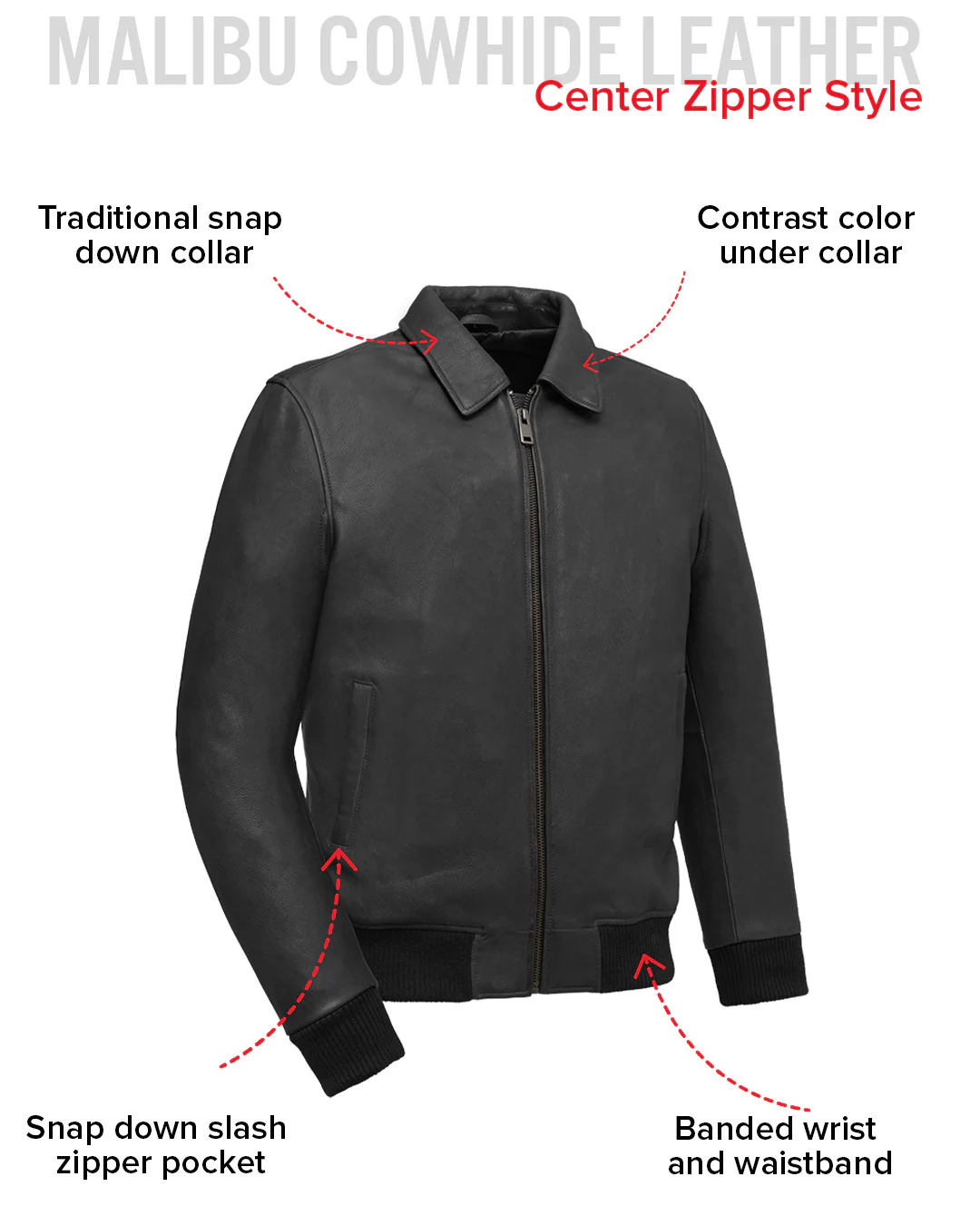 Moto Bomber - Men's Leather Jacket - Image 23