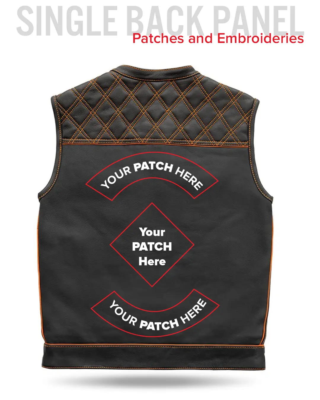 Finish Line - Orange Checker - Men's Motorcycle Leather Vest - Image 7