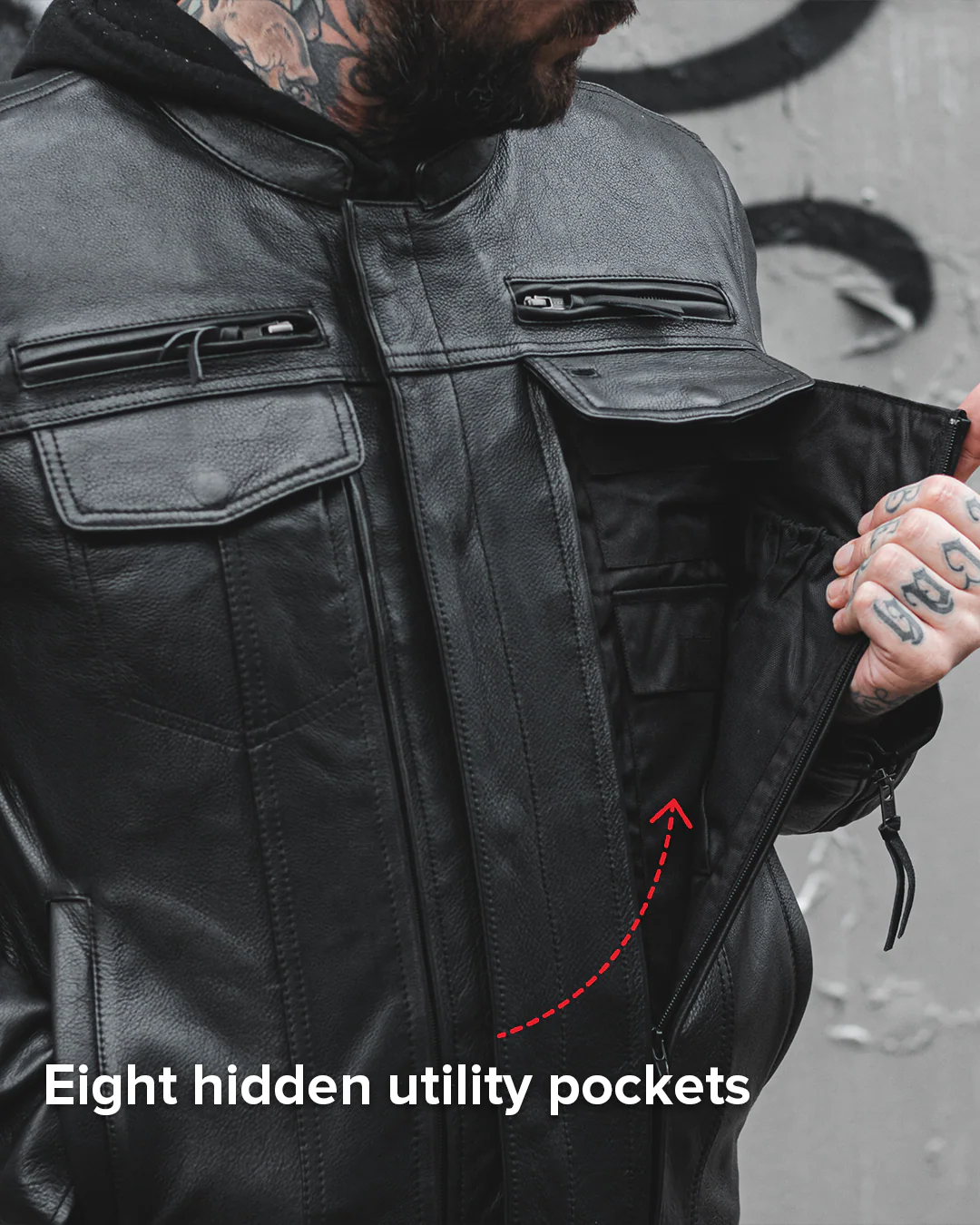 Raider Men's Motorcycle Leather Jacket - Image 12
