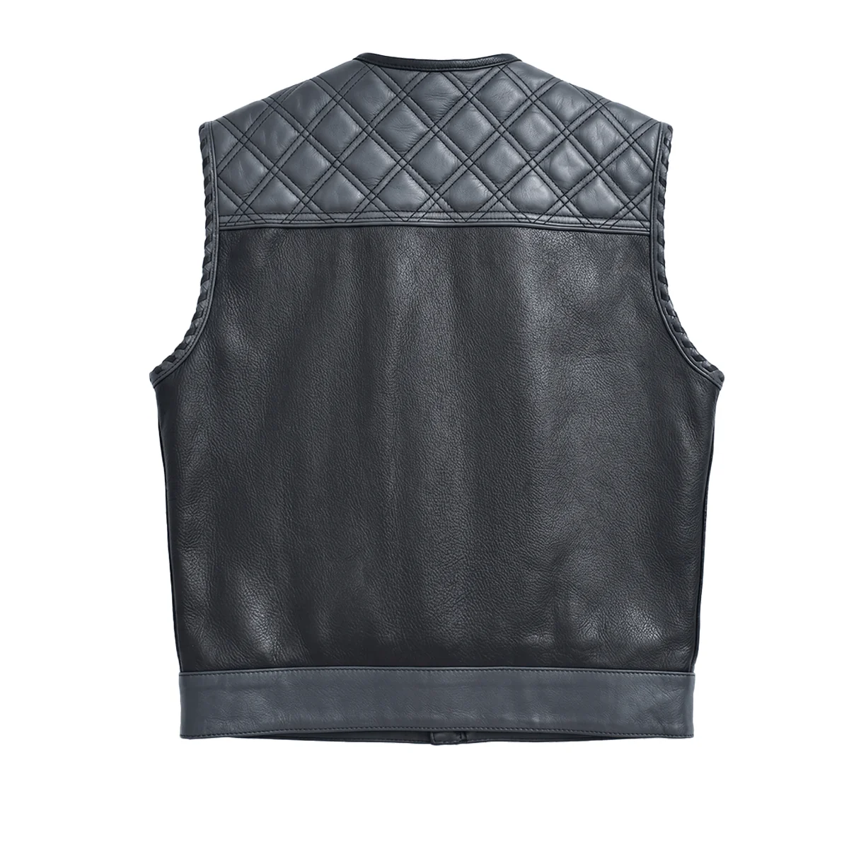 Road Hawk - Men’s Quilted Leather Motorcycle Vest - Image 2