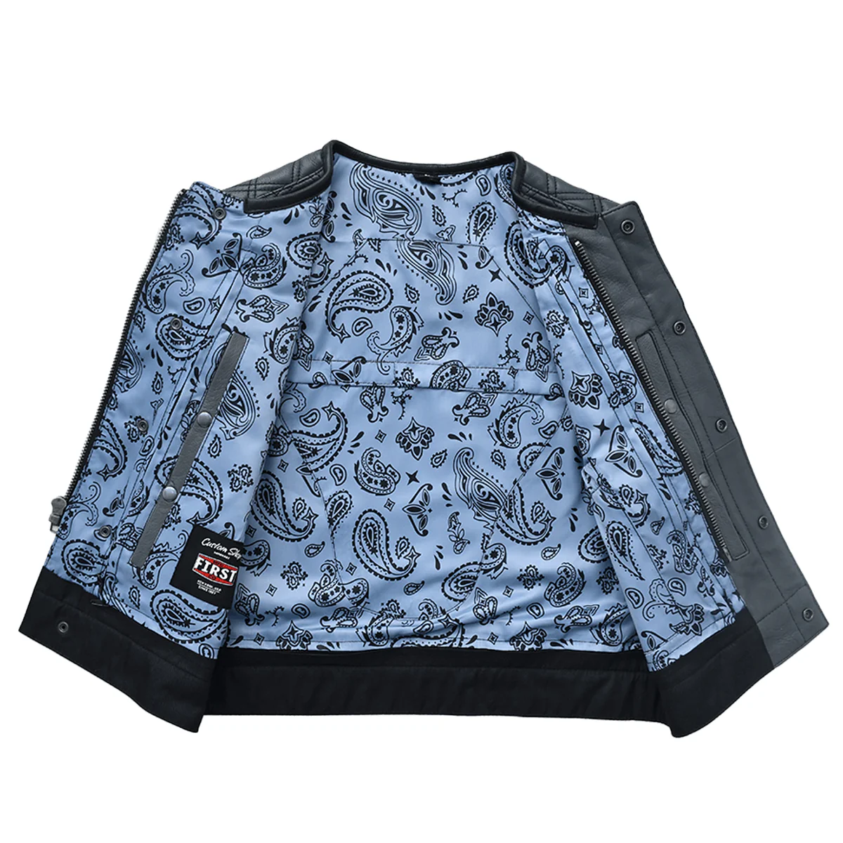 Road Hawk - Men’s Quilted Leather Motorcycle Vest - Image 3