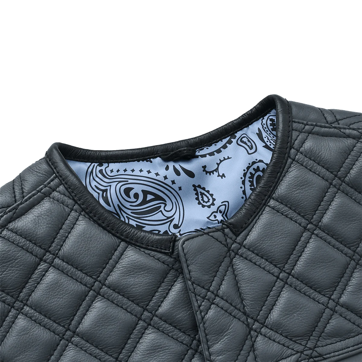 Road Hawk - Men’s Quilted Leather Motorcycle Vest - Image 7