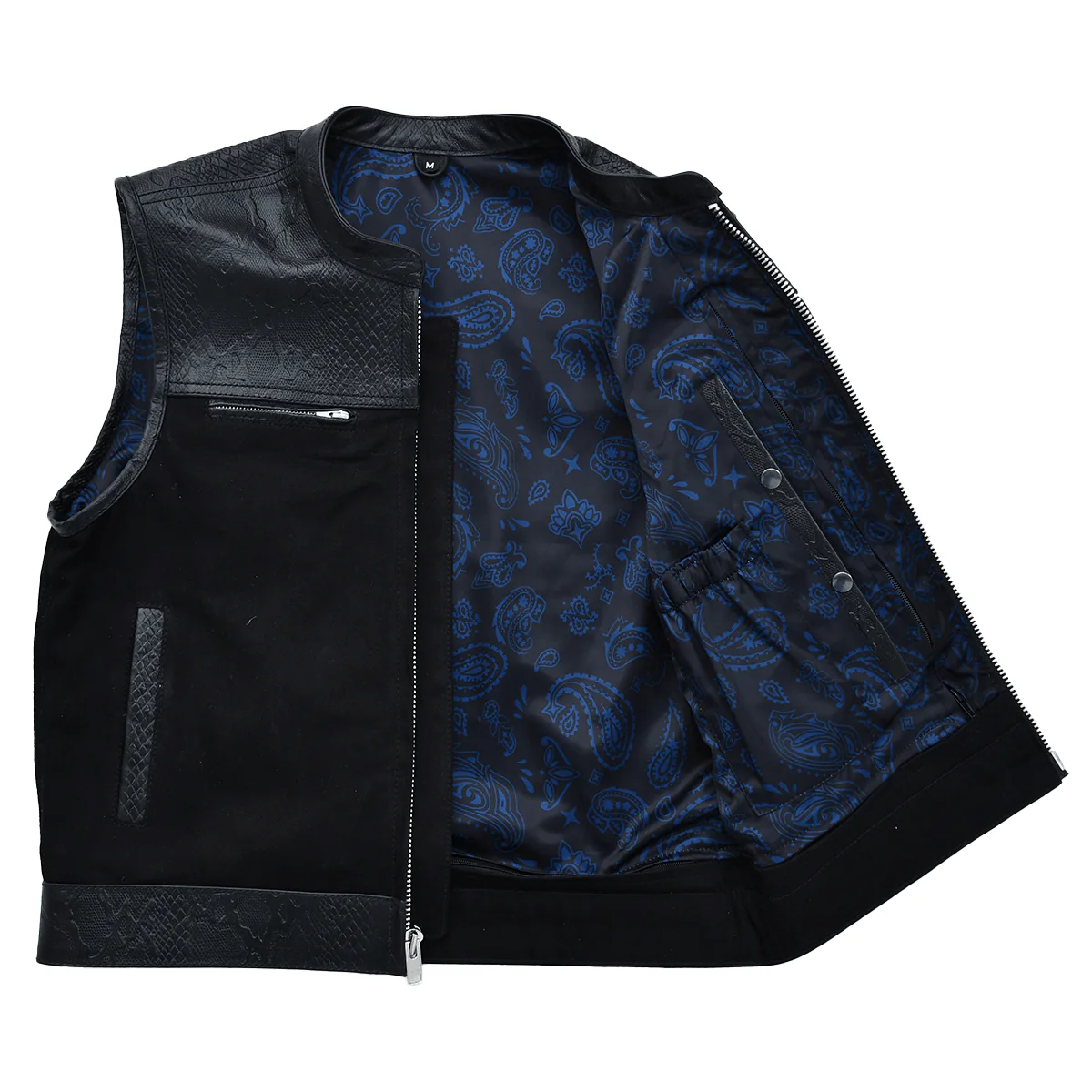 Road Rebel - Men’s Embossed Snake Pattern Motorcycle Vest - Image 4