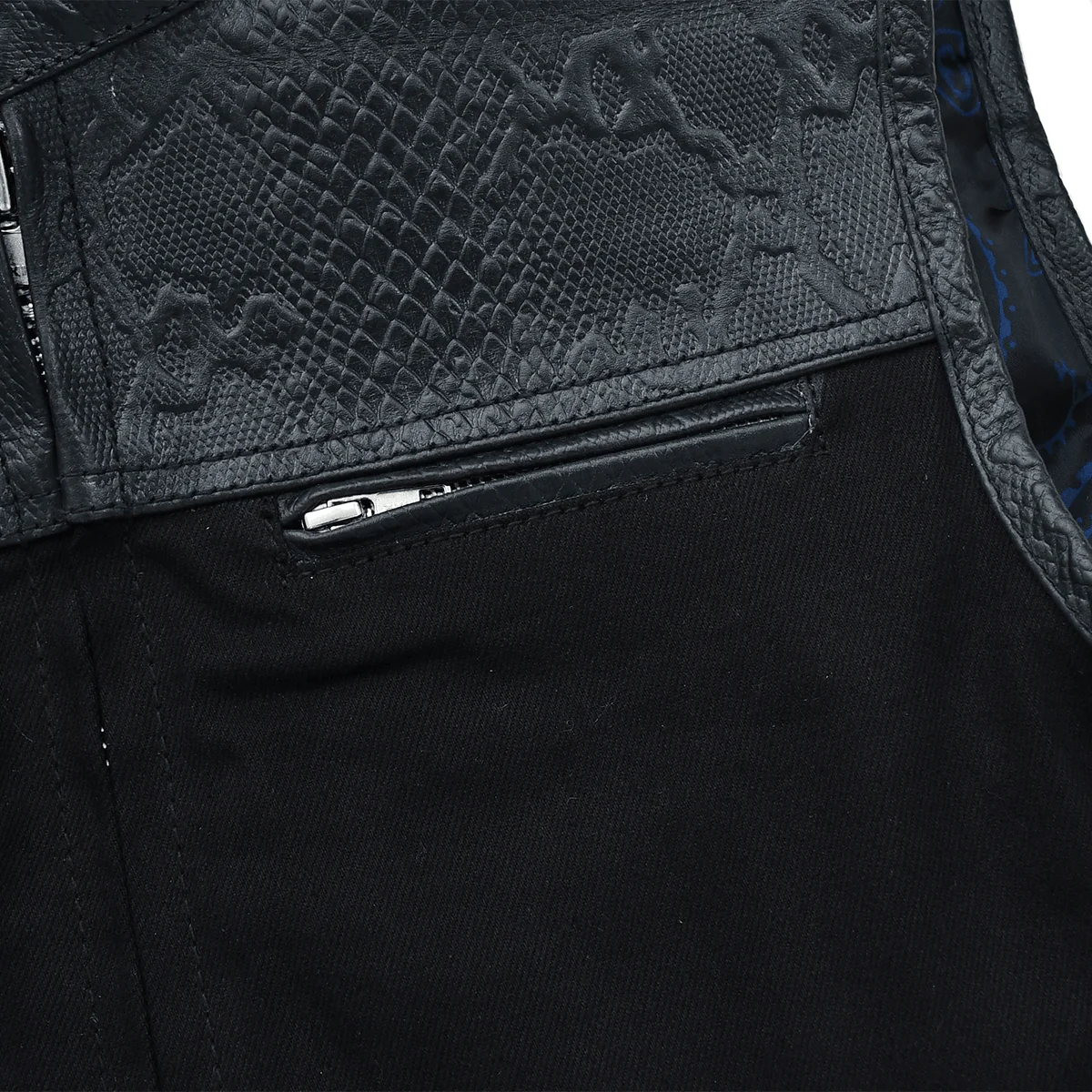 Road Rebel - Men’s Embossed Snake Pattern Motorcycle Vest - Image 5