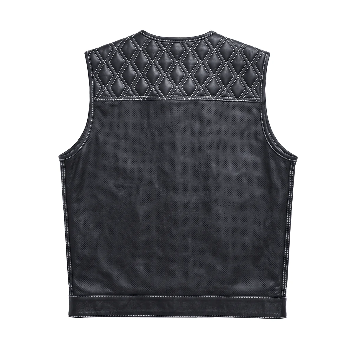 Roadrage - Men's Perforated Leather Motorcycle Vest - Image 2